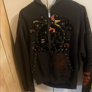 Sean John Black and Orange Lightweight Shirt Jacket